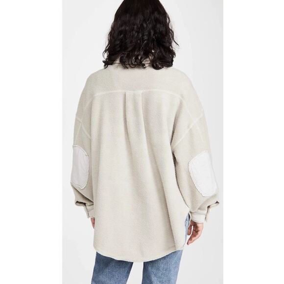Free People Ruby Jacket Shacket Distressed Elbow Patch Button Up Ovresized S - Picture 3 of 16